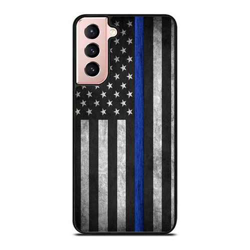 Thin Blue Line Usa Flag Grunge Law Police Samsung Galaxy S21 / S21 Plus / S21 Ultra Case Cover