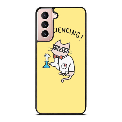 Science Cat Cute Nerdy Cat I'M Sciencing Yellow Samsung Galaxy S21 / S21 Plus / S21 Ultra Case Cover