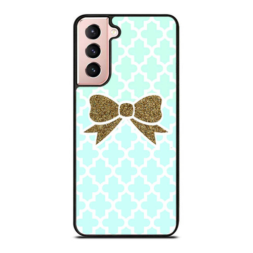 Blue Pattern With Gold Glitter Screen Print Samsung Galaxy S21 / S21 Plus / S21 Ultra Case Cover