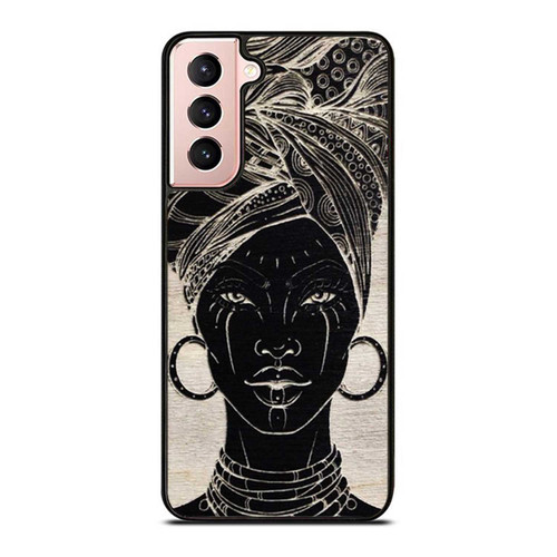 African Lady Face Illustration Samsung Galaxy S21 / S21 Plus / S21 Ultra Case Cover