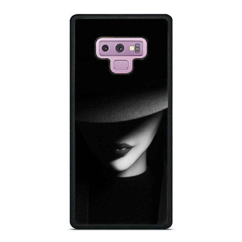 Womens Face Wearing A Hat In Black Samsung Galaxy Note 9 Case Cover