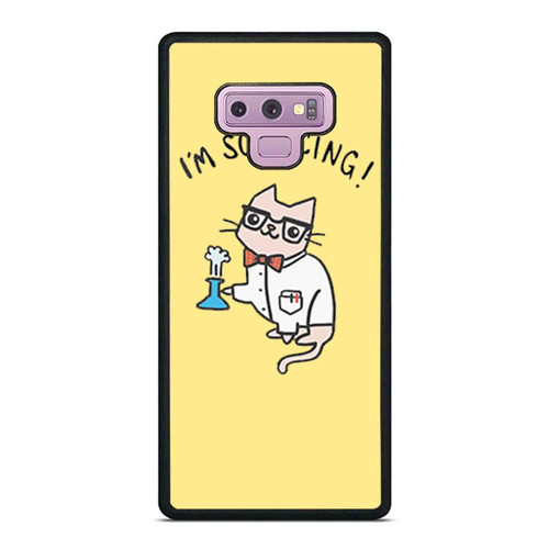 Science Cat Cute Nerdy Cat I'M Sciencing Yellow Samsung Galaxy Note 9 Case Cover
