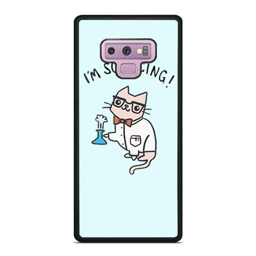 Science Cat Cute Nerdy Cat I'M Sciencing Soft Blue Samsung Galaxy Note 9 Case Cover