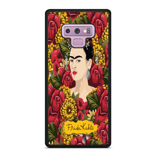 Frida Kahlo Portrait Pattern Red Florals Samsung Galaxy Note 9 Case Cover