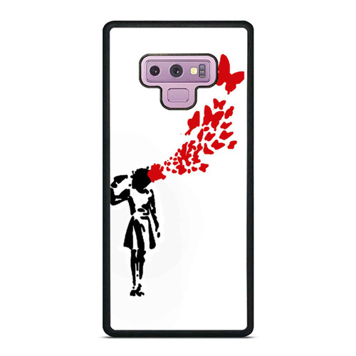 Banksy Red Butterfly Girl Samsung Galaxy Note 9 Case Cover
