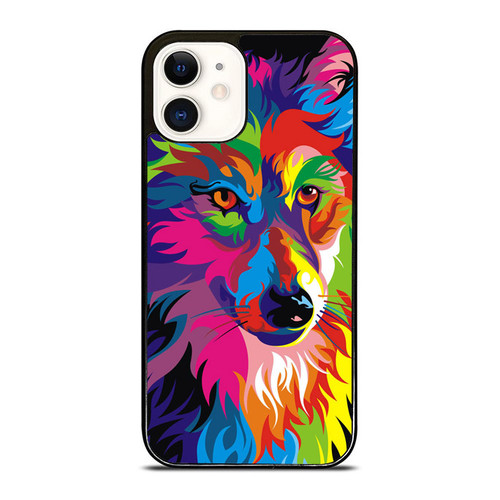 Psychedelic Trippy Multicoloured Wolf Illustration iPhone 12 Mini / 12 / 12 Pro / 12 Pro Max Case Cover