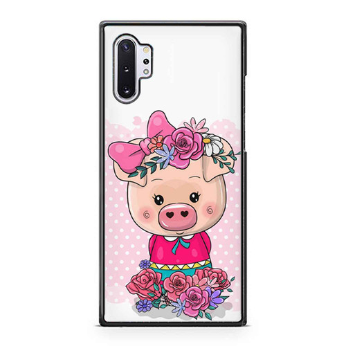 Cute Pig Piggy Pattern With Flower Samsung Galaxy Note 10 / Note 10 Plus Case Cover