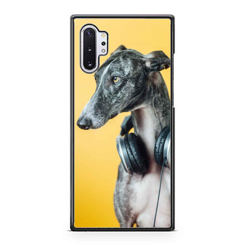 A Greyhound With Headset On Orange Background Samsung Galaxy Note 10 / Note 10 Plus Case Cover