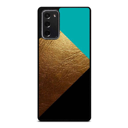Gold Leather Black Turquoise Design Samsung Galaxy Note 20 / Note 20 Ultra Case Cover