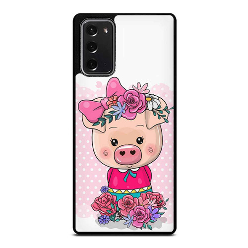 Cute Pig Piggy Pattern With Flower Samsung Galaxy Note 20 / Note 20 Ultra Case Cover