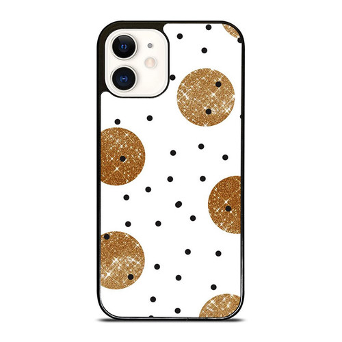 Gold Glitter X Black Polka Dots Design iPhone 12 Mini / 12 / 12 Pro / 12 Pro Max Case Cover