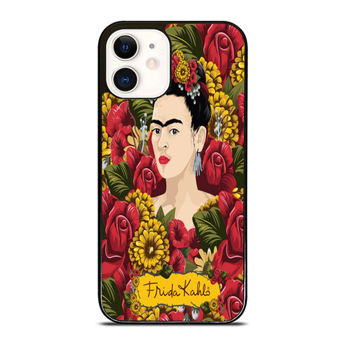 Frida Kahlo Portrait Pattern Red Florals iPhone 12 Mini / 12 / 12 Pro / 12 Pro Max Case Cover