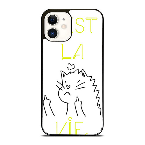 C'Est La Fucking Vie- Cat With Middle Finger iPhone 12 Mini / 12 / 12 Pro / 12 Pro Max Case Cover