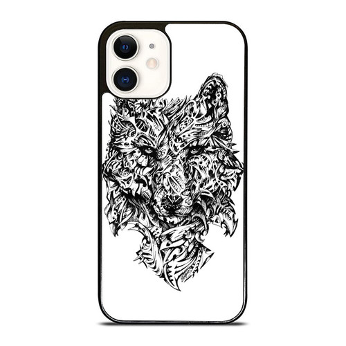 Black Wolf Ornamental Tatto iPhone 12 Mini / 12 / 12 Pro / 12 Pro Max Case Cover