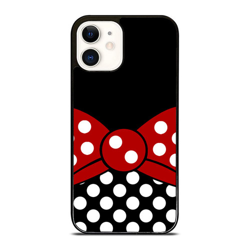 Black White Polka Dot Red Bow Minnie iPhone 12 Mini / 12 / 12 Pro / 12 Pro Max Case Cover