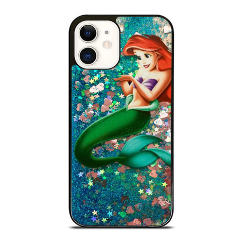 Ariel Flex Liquid Glitter Disney The Little Mermaid Green Pink Love Hearts iPhone 12 Mini / 12 / 12 Pro / 12 Pro Max Case Cover