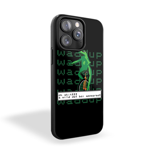 A Wild Dat Boi Appeared Waddup Green Frog Unicycle iPhone 15 Case Cover
