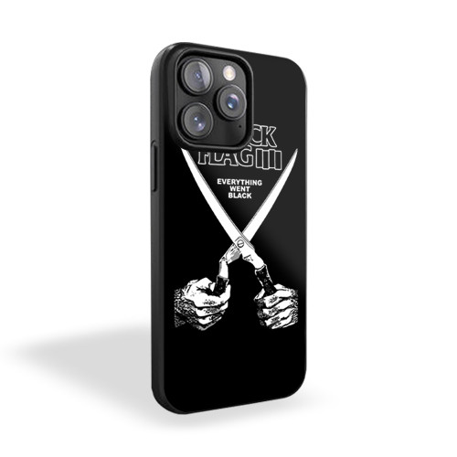 Black Flag Everything Went Black Scissors Hands White Logo Black iPhone 15 Case Cover