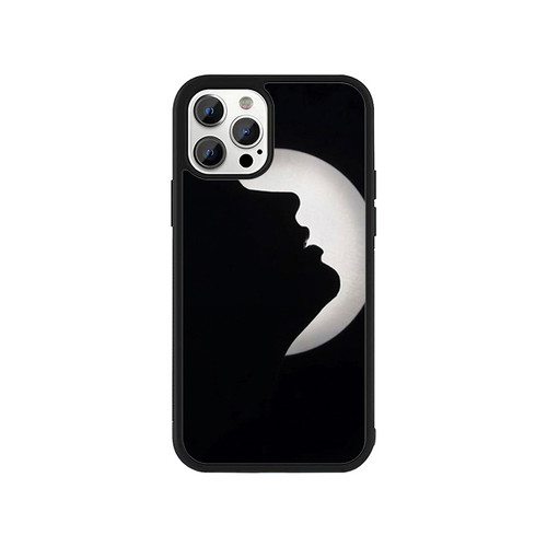 Womens Face With Moon In Black iPhone 13 / 13 Mini / 13 Pro / 13 Pro Max Case Cover