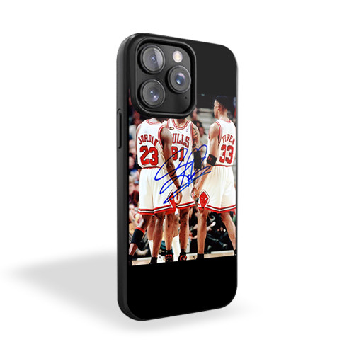 Dennis Rodman Signed Bulls Photo With Michael Jordan iPhone 15 Case Cover