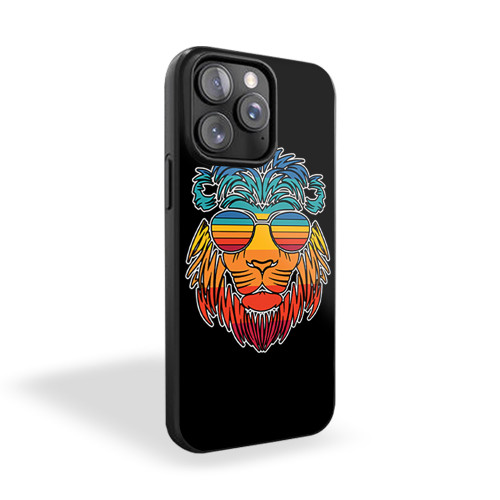 Lion Head Summer Vintage Animal Sunglasses iPhone 15 Case Cover