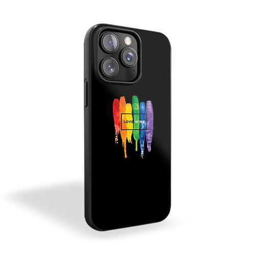 Watercolor Lgbt Love Wins Rainbow Paint Typographic iPhone 15 Case Cover