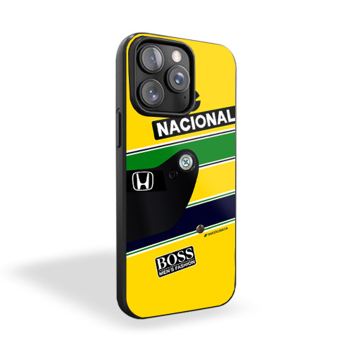 Ayrton Senna Formula One F1 Driver Yellow Helmet Honda iPhone 15 Case Cover