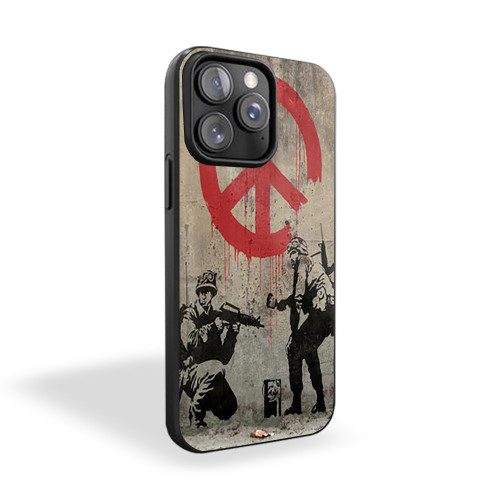 Banksy Peace Soldiers Funny iPhone 15 Case Cover