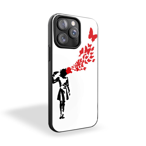 Banksy Red Butterfly Girl iPhone 15 Case Cover