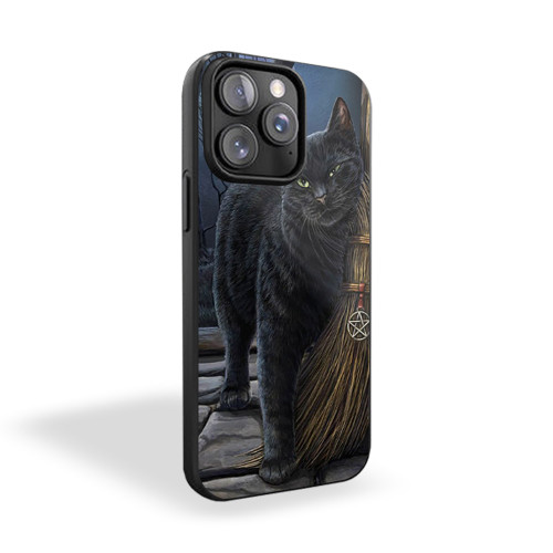Black Cat Salem Witches Broom iPhone 15 Case Cover