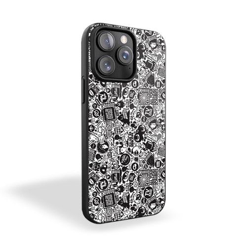 Black White Mural Artwork iPhone 15 Case Cover