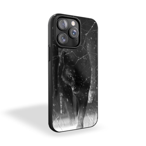 Black Wolf In Woods iPhone 15 Case Cover