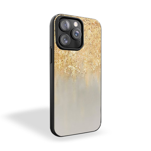 Blue And Gold Leaf Texture iPhone 15 Case Cover