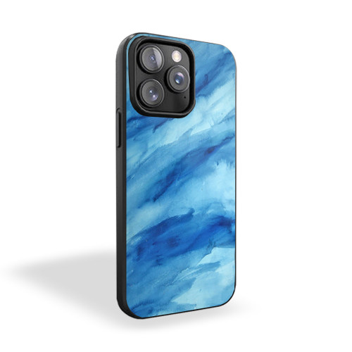 Blue Dark Watercolor Pattern iPhone 15 Case Cover