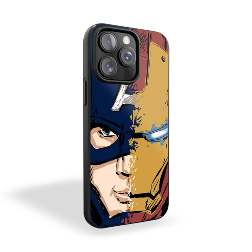 Captain America Iron Man Face iPhone 15 Case Cover
