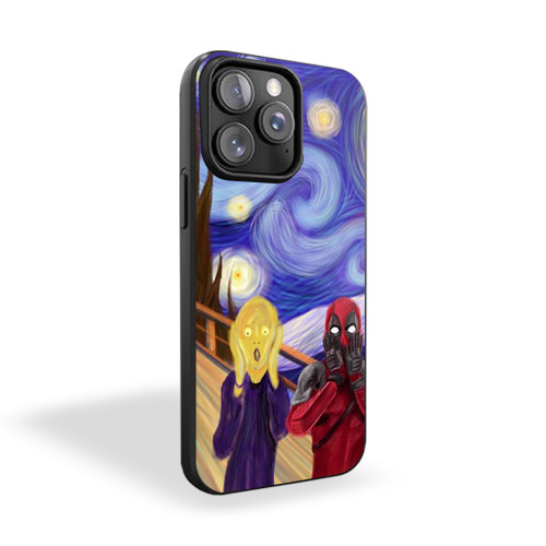 Deadpool Cool Character Funny Movie Deadpool Starry Night iPhone 15 Case Cover