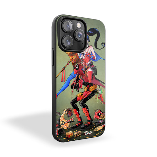 Deadpool Harley Quinn Couple Funny Movie Character iPhone 15 Case Cover
