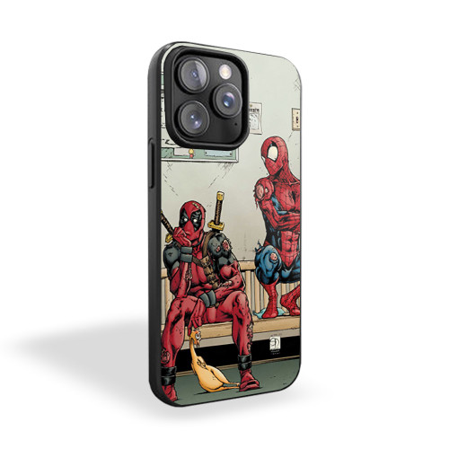 Funny Deadpool And Spiderman Pattern iPhone 15 Case Cover