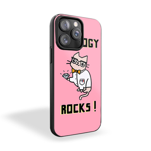 Geology Rocks Science Cat Lab Pink iPhone 15 Case Cover