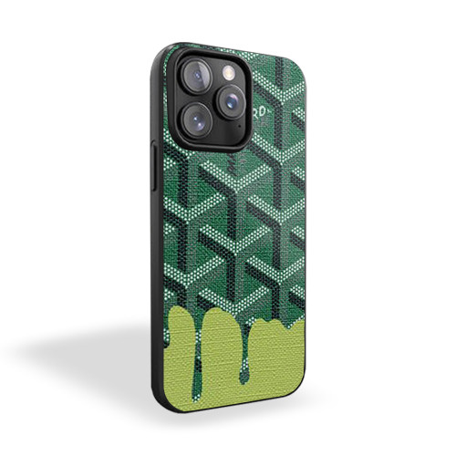 Goyard Green Dropping Art iPhone 15 Case Cover