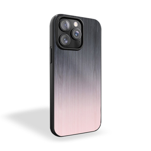 Gradient Black X Baby Pink Wood Texture iPhone 15 Case Cover