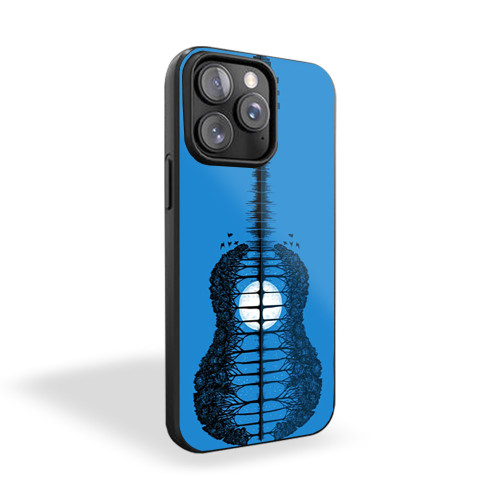 Guitar At The Moon Art Minimalism Art Illustration 2 iPhone 15 Case Cover
