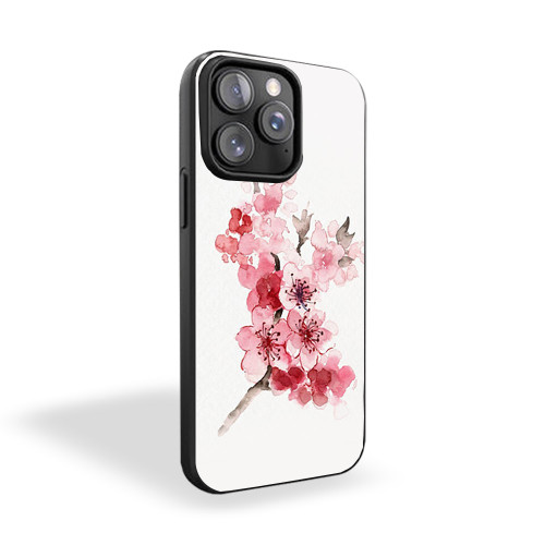 Japanese Watercolor Pink Flowers iPhone 15 Case Cover