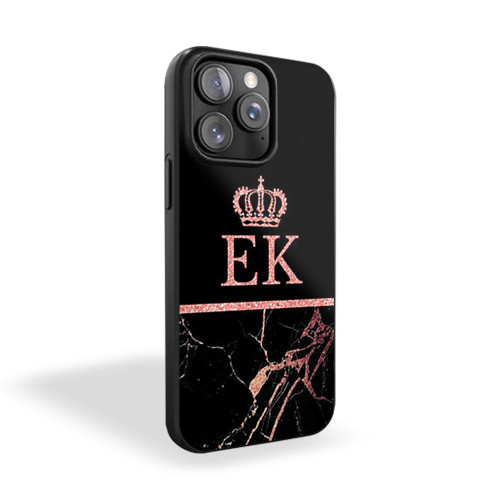 Marble Effect Crown iPhone 15 Case Cover