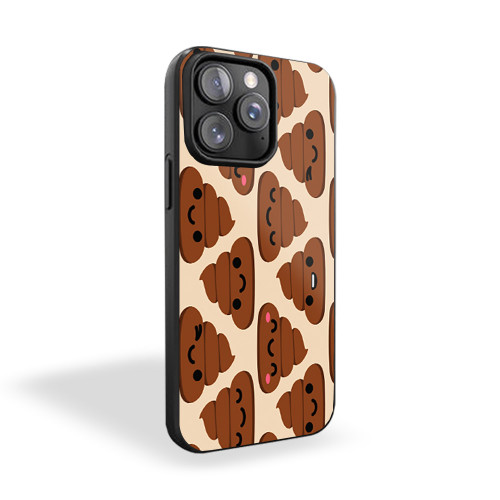 Poop Emoji Face Pattern Funny iPhone 15 Case Cover