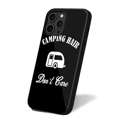 Camping Hair Don't Care Simple Art Retro Vintage iPhone 16 Case Cover