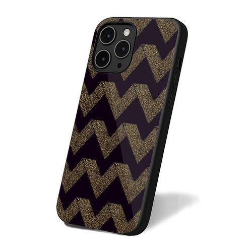 Chevron Gold Black iPhone 16 Case Cover