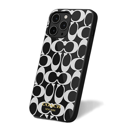 Coach Signature Black White iPhone 16 Case Cover
