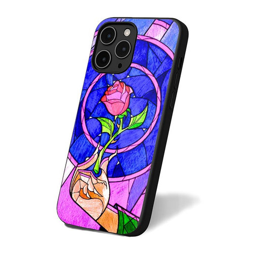 Disney Beauty And The Beast Enchanted Rose Stained Glass iPhone 16 Case Cover