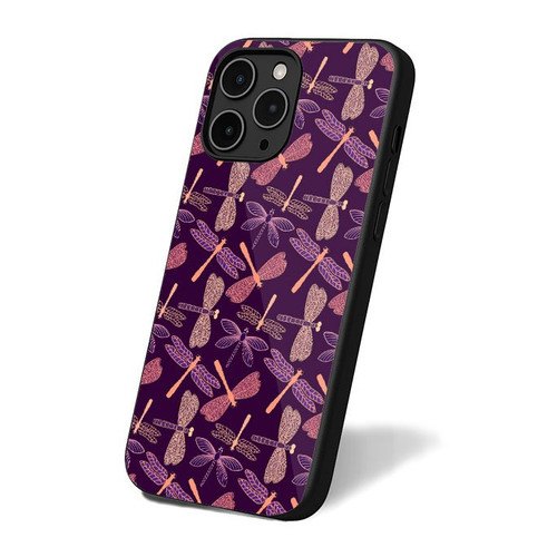 Dragonfly Pattern Purple iPhone 16 Case Cover